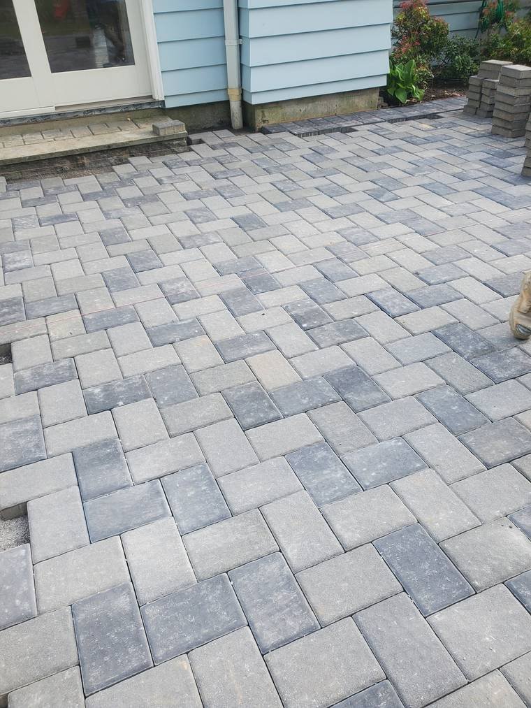 Herringbone paver patio, Westchester County, NY
