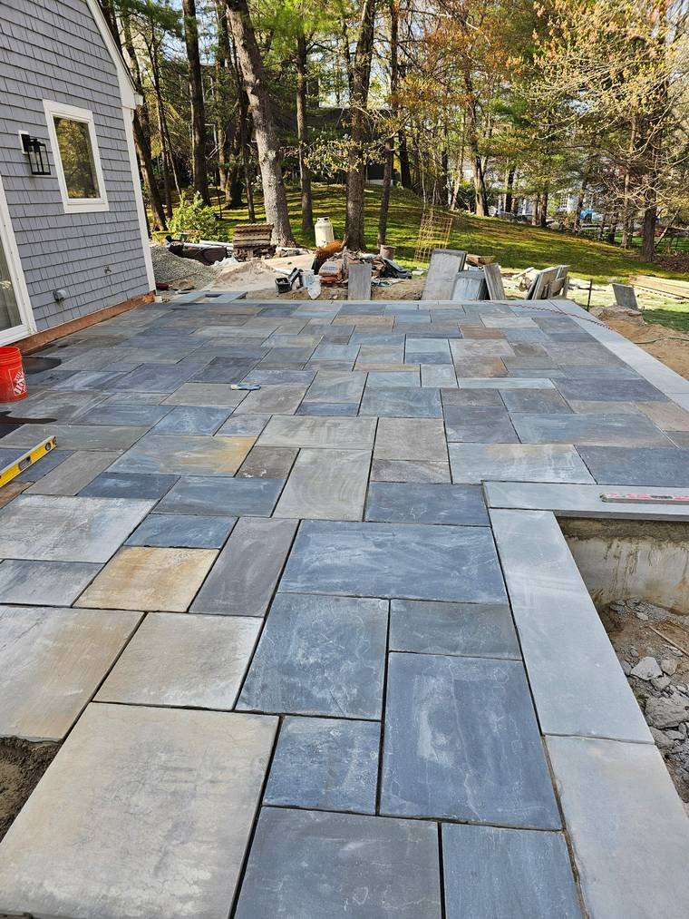 Bluestone patio installation, Westchester County, NY